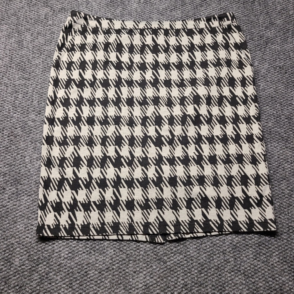 Spense Womens Black White Houndstooth Stretch Knit Pencil Skirt Office Wear
